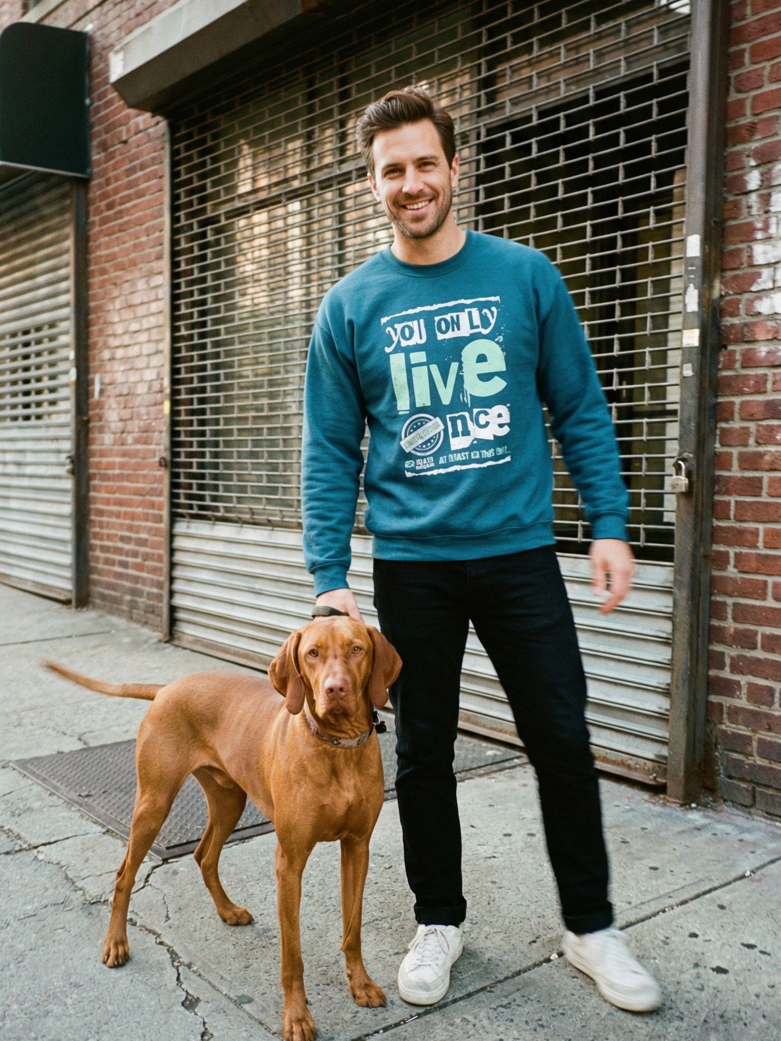 You Only Live Once! Crewneck Gildan Sweatshirt_R3CVR.i mode by EQALL® Essentials_Turquoise product image (9)