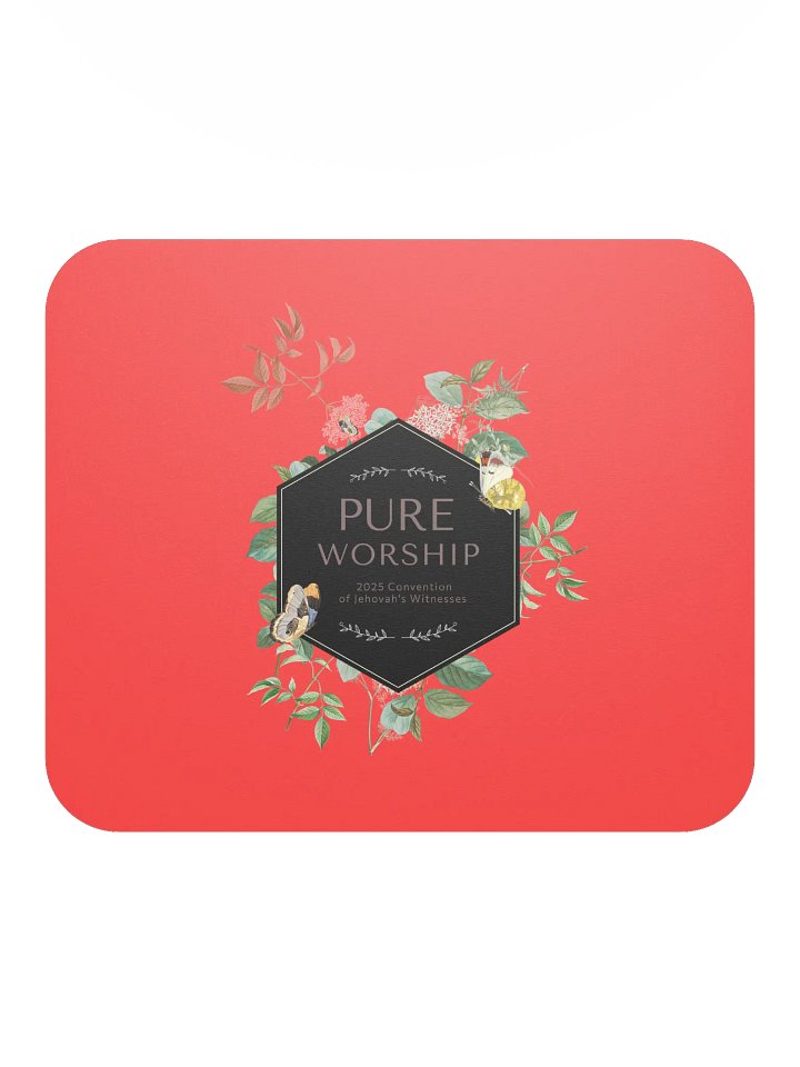 "Pure Worship" 2025 Convention | Coral Red Botanical Mouse Pad product image (1)