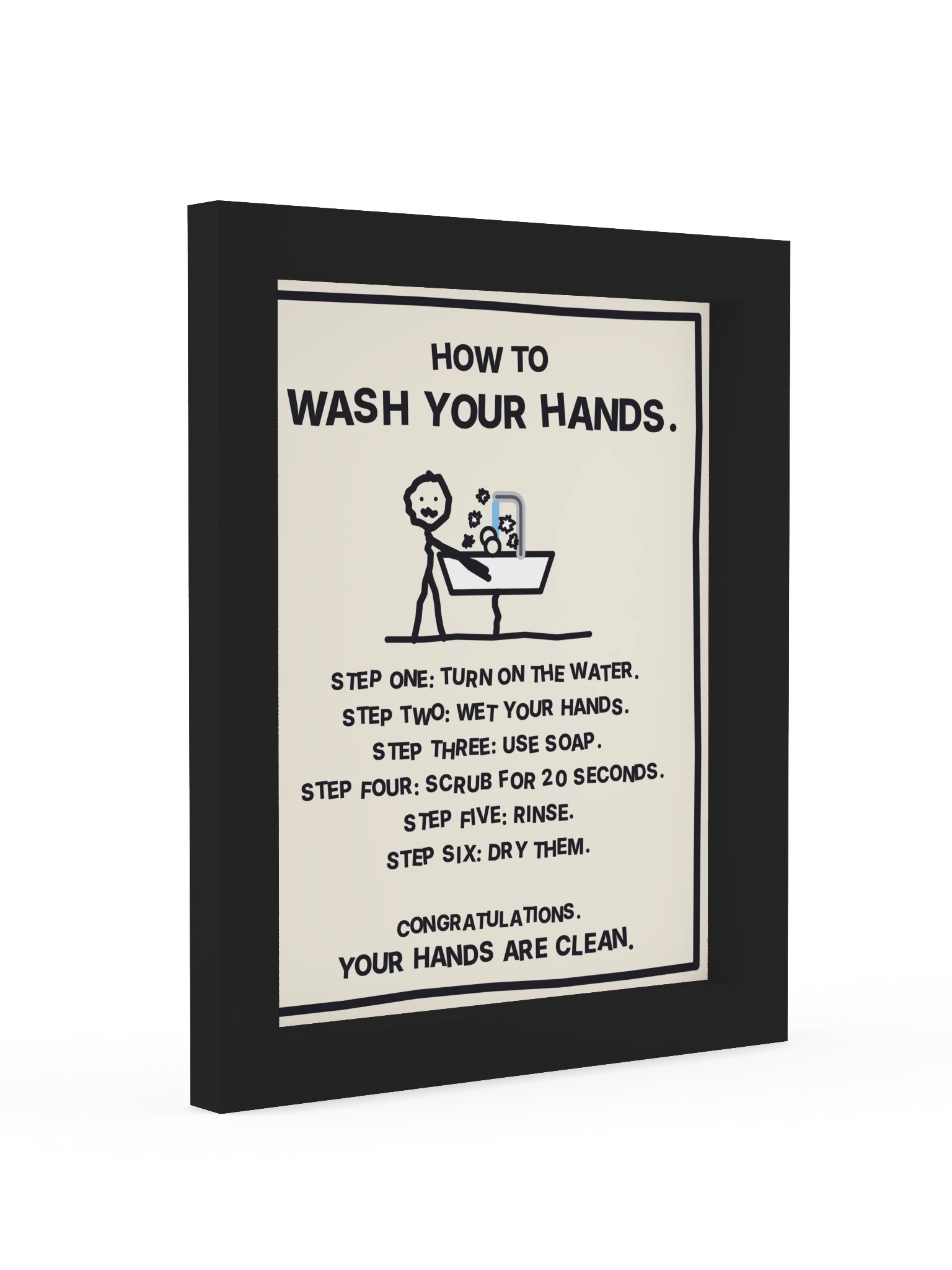 How to Wash Your Hands (Framed Bathroom Sign) product image (3)
