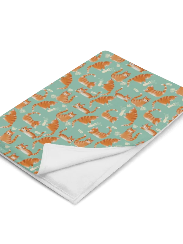 Bad Orange Tabby Cats Knocking Stuff Over Throw Blanket, Green product image (17)