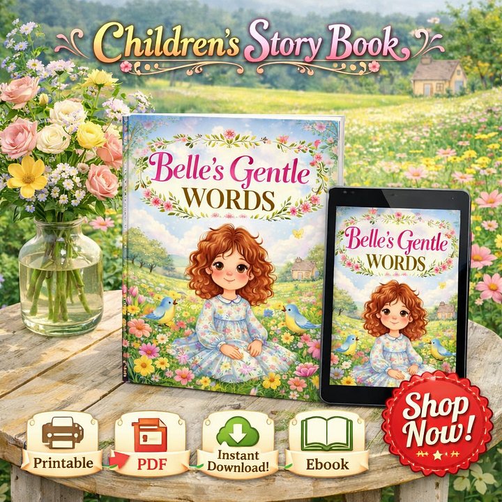Belle’s Gentle Words | Children’s Storybook PDF | 21-Page Printable eBook | Ages 3–6 | Kindness, Respect & Gentle Speech | Instant Download product image (1)