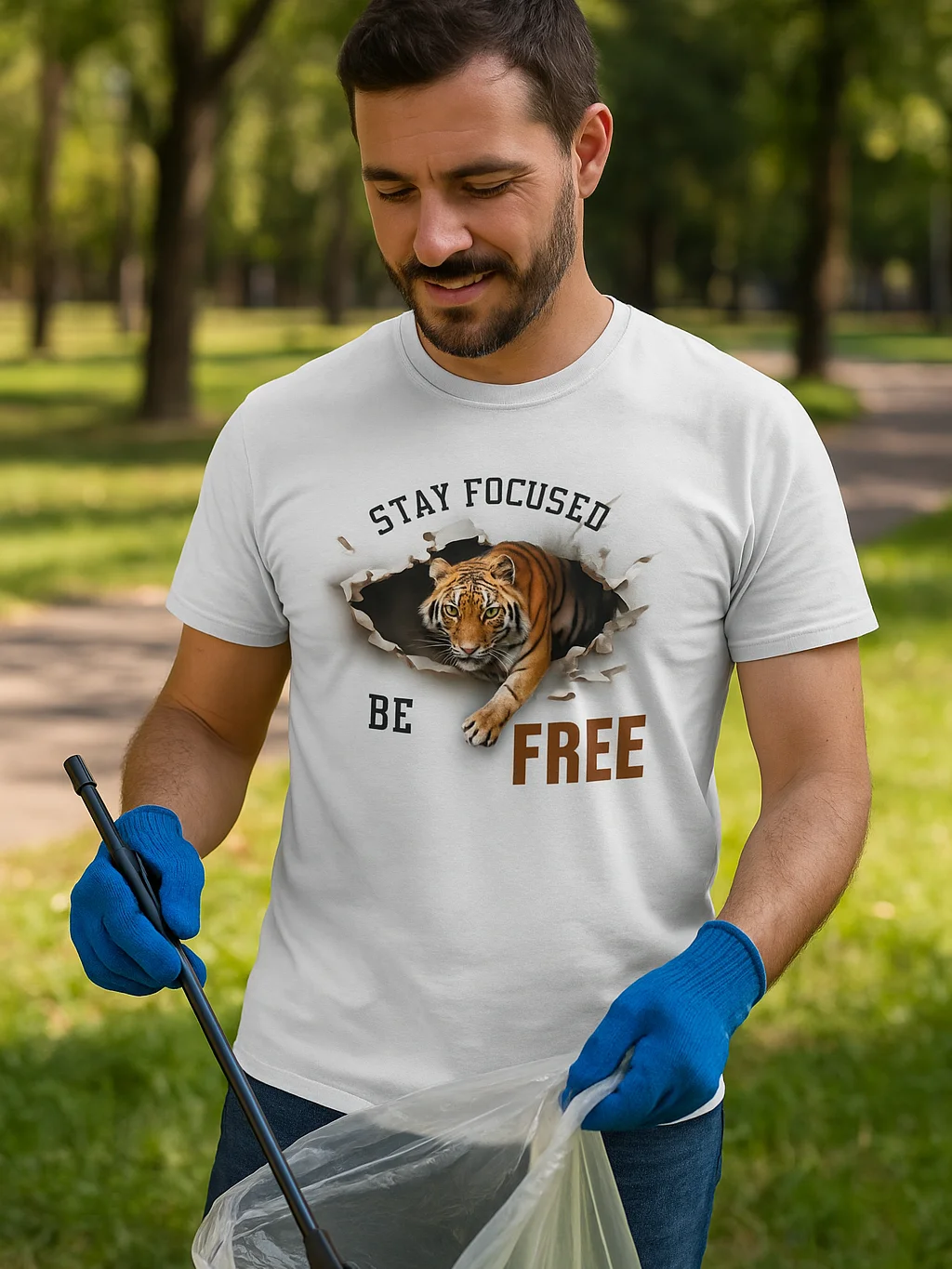 Stay Focused, Be Free – Empowerment Tiger Unisex Tee product image (2)