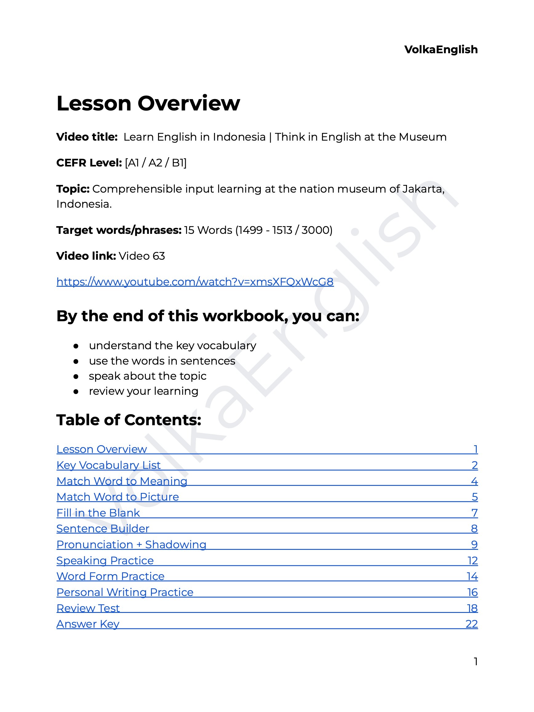 My First Day in Indonesia | Comprehensible Input Vlog - Video 63 Study Pack product image (2)