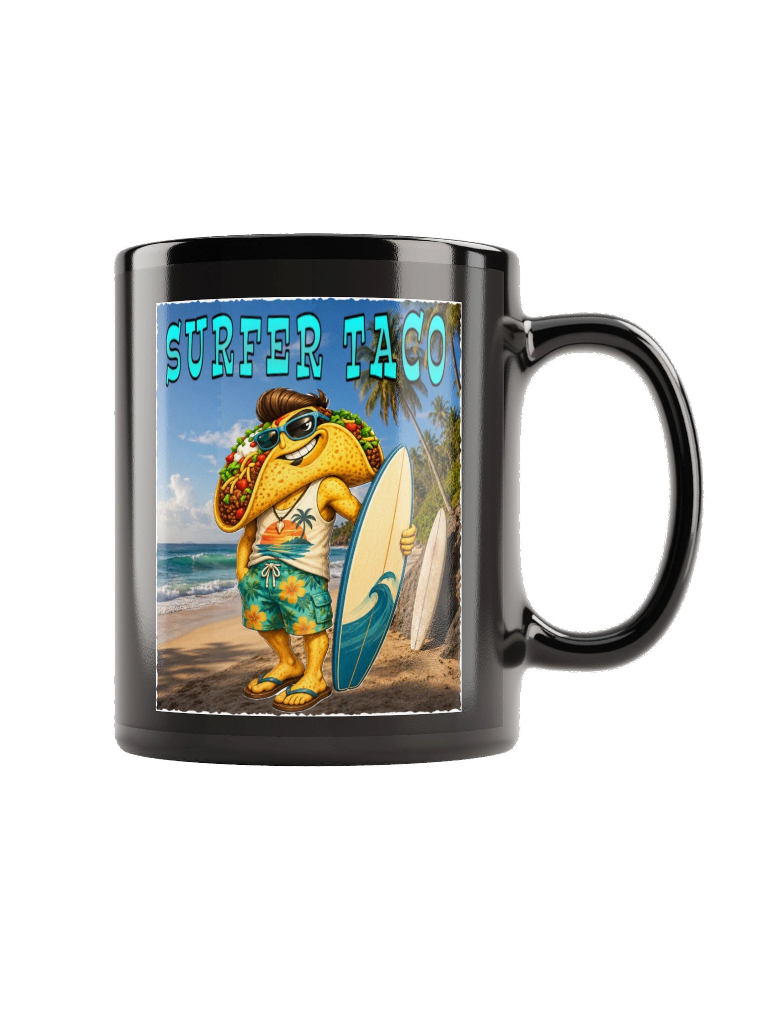 Surfer Taco Black Glossy Mug - The Taco family product image (5)