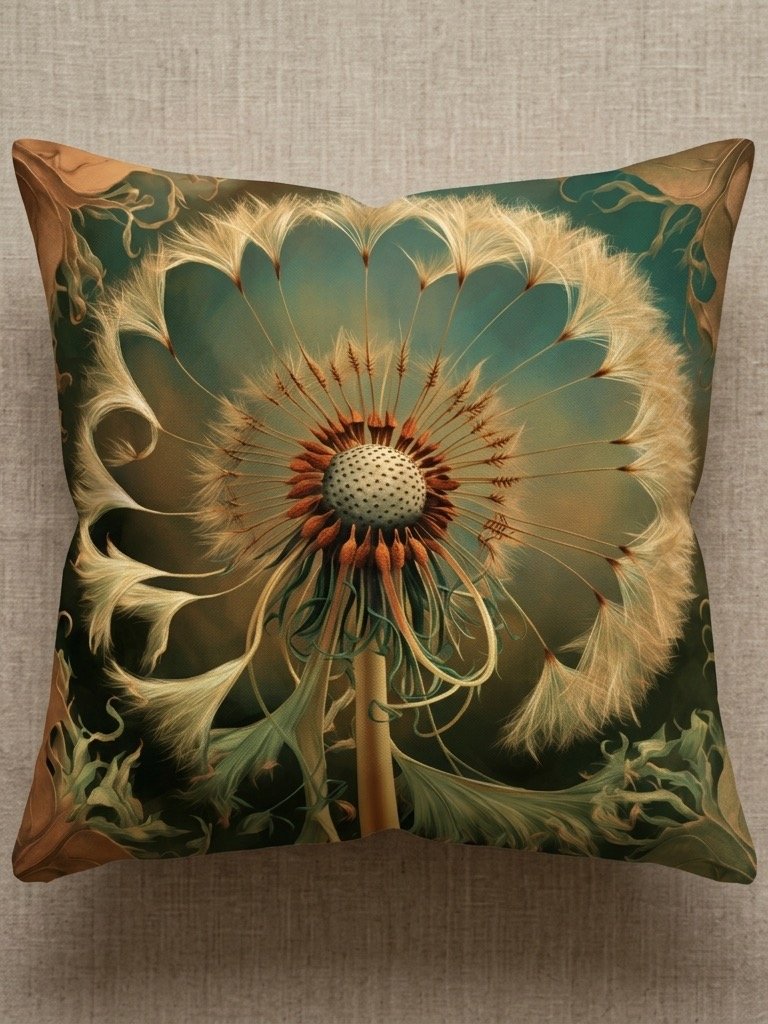 Golden Dandelion Art Nouveau Pillow product image (2)