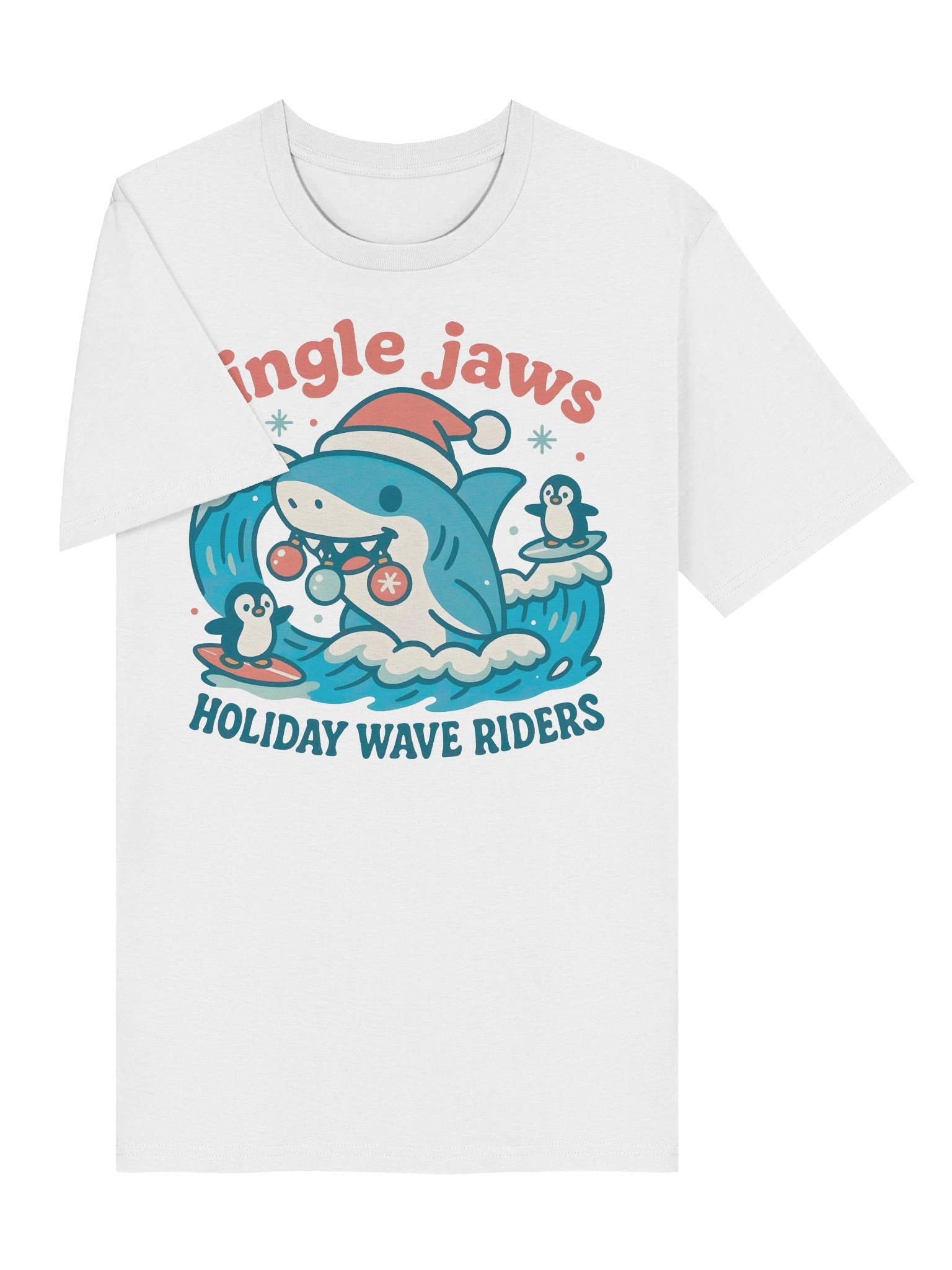 Jingle Jaws Holiday Wave Riders Organic T-Shirt product image (2)