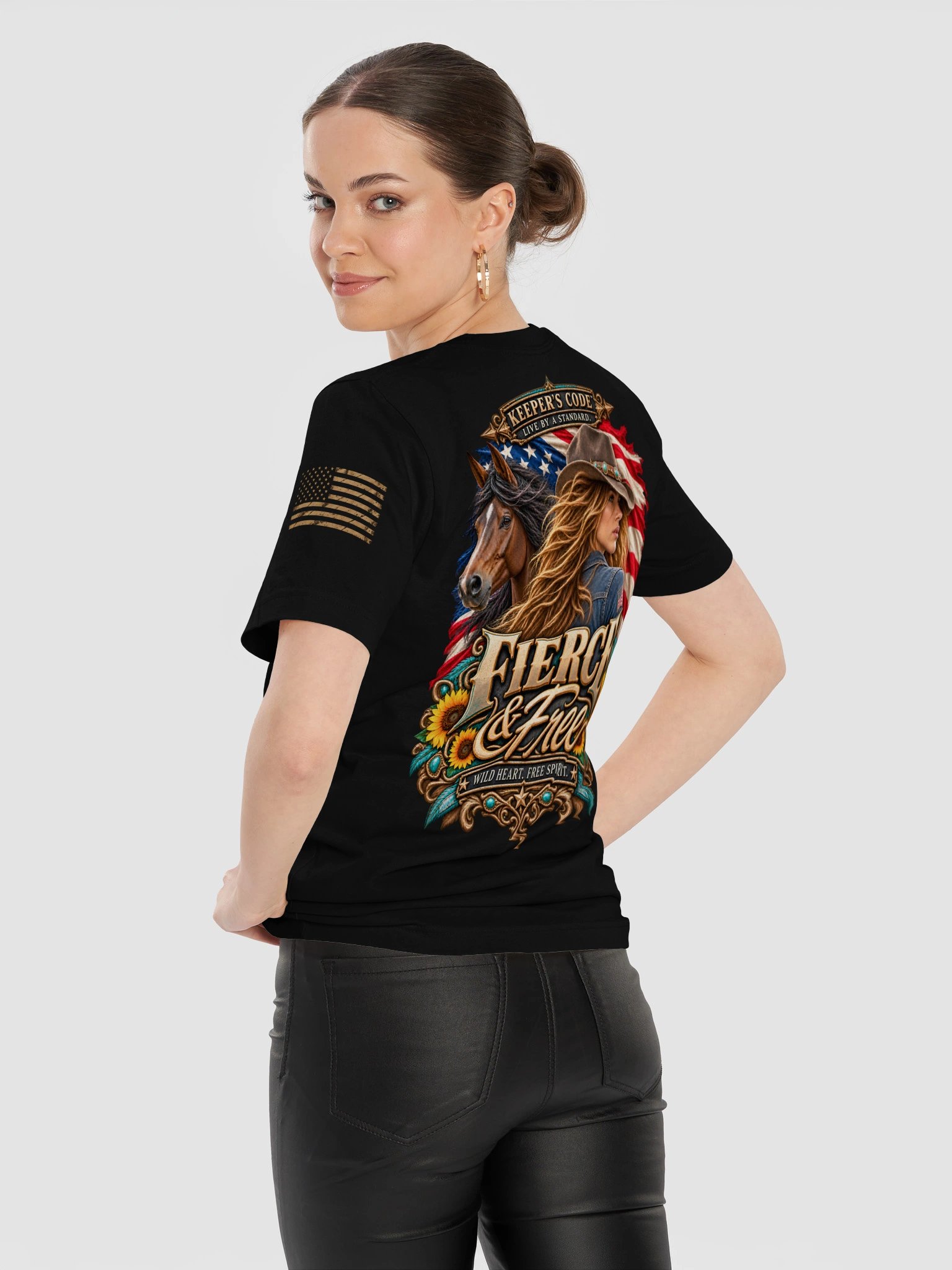 Women’s Fierce & Free Wild Mustang Western Graphic T-Shirt product image (5)