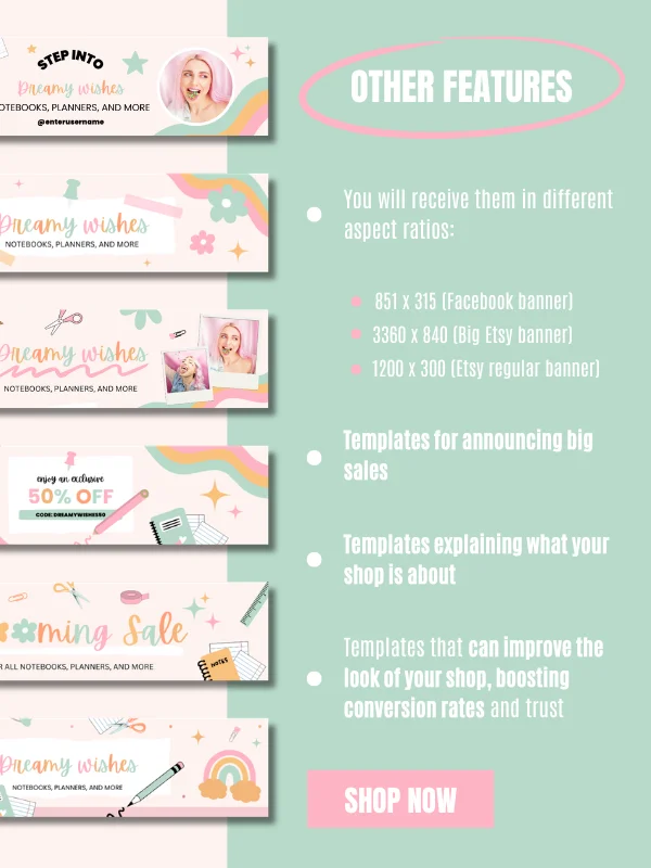 Whimsical MRR/PLR Etsy Banner Templates product image (4)