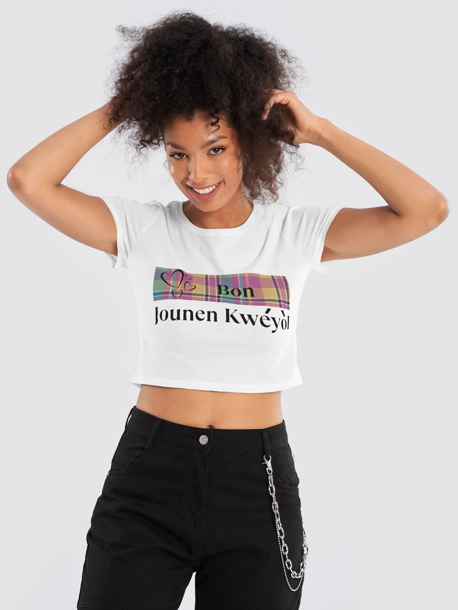 Kwéyòl Hearts Crop Tee product image (13)