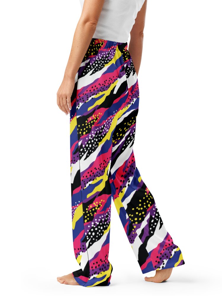 Retro 90s Cyber-Pop Waves | Vibrant All-Over Print Pajama Pants product image (7)