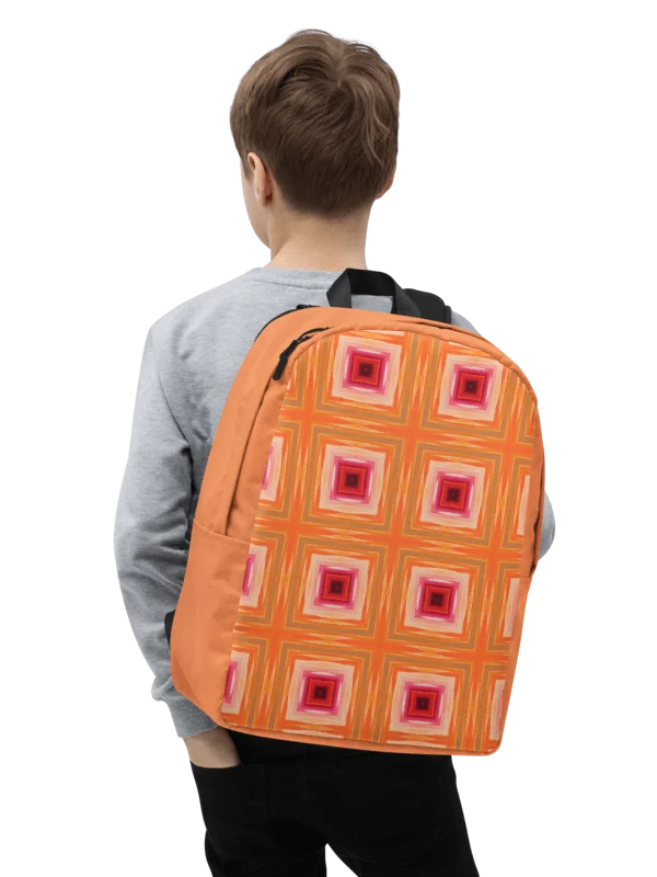 Retro Orange Geometric Backpack Minimal Pattern Everyday Bag product image (7)