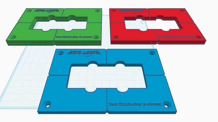 Bass Guitar Humbucker 4 Screw Pickup Routing Template (3D Print File) product image (2)