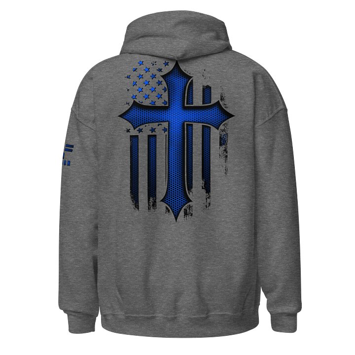 Christian Cross Blue Carbon Onyx Hoodie product image (7)