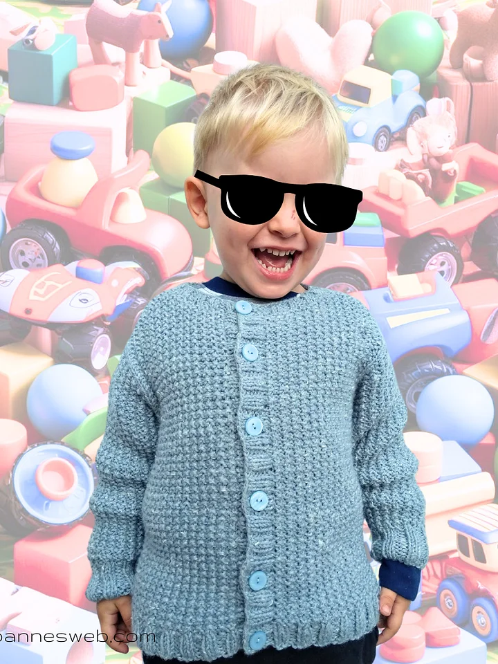 Child Cardigan Knitting Pattern - Kids 5-6 Years - Rice Stitch product image (2)