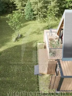 3 bedrooms, a private office and open space living ! a frame meets shipping container  #vironhomes #aframe #housedesign #floorplans #blueprints 