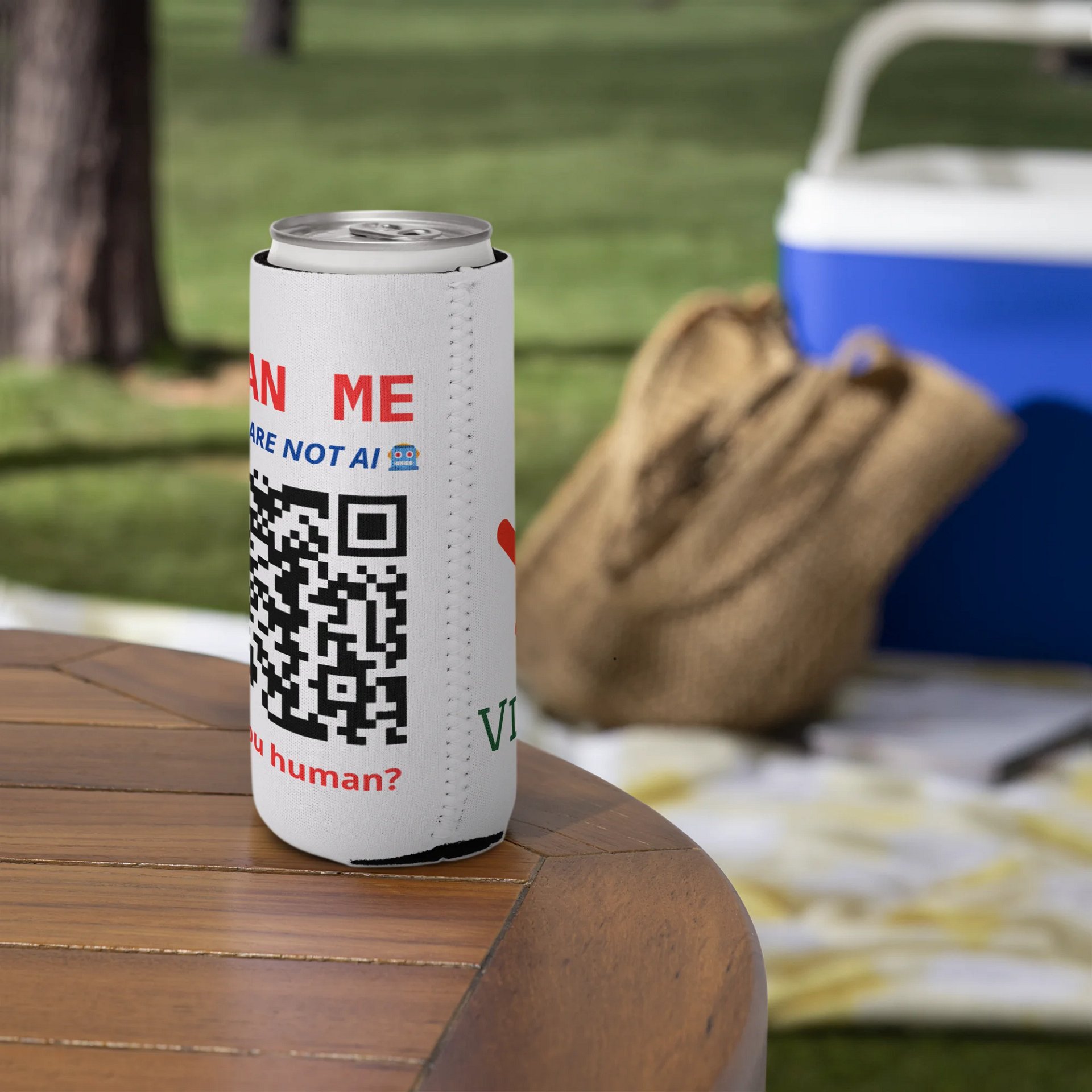 AI inspired Can Cooler with QR Code Reward. product image (5)