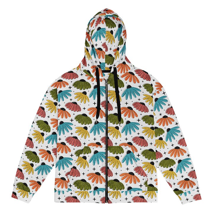 Retro Halftone Coneflowers Recycled Unisex Zip Hoodie product image (1)