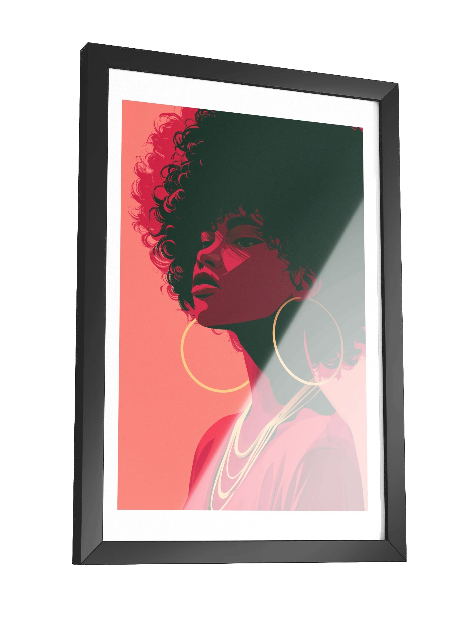 MONA No. 1 FRAMED | Black Woman Wall Art | Afro Portrait Print, Crimson & Gold product image (3)