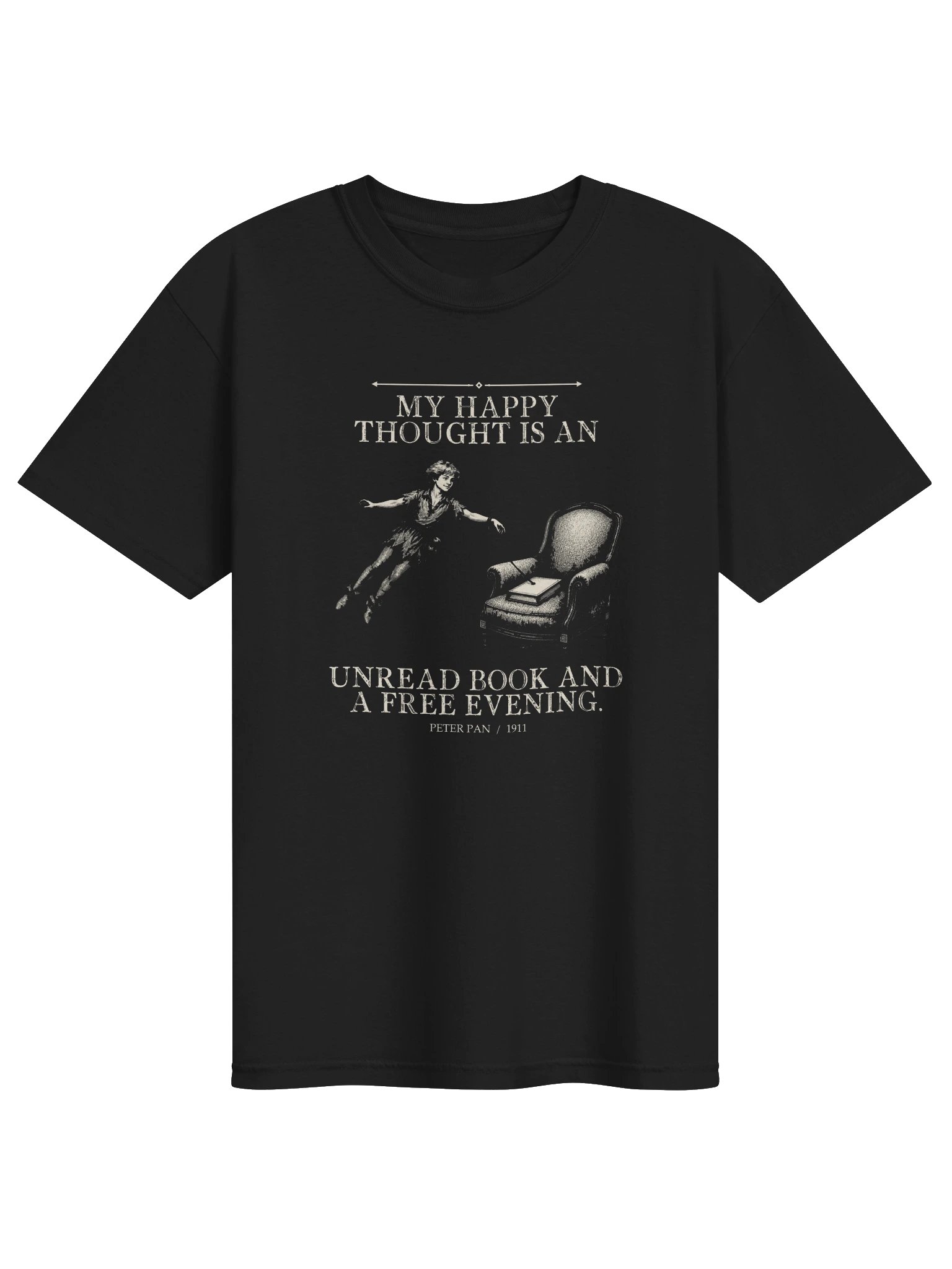 Happy Thought Unread Book Free Evening -- Peter Pan Tee (Dark) product image (1)