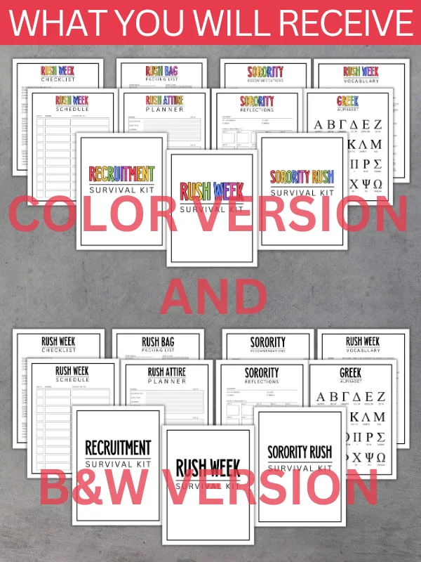 Sorority Rush Week Survival Kit, Sorority Recruitment Planner product image (2)