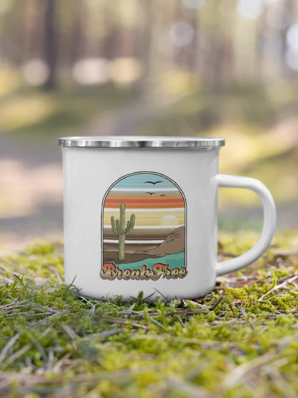 Break Free Cactus Enamel Camping Mug product image (1)