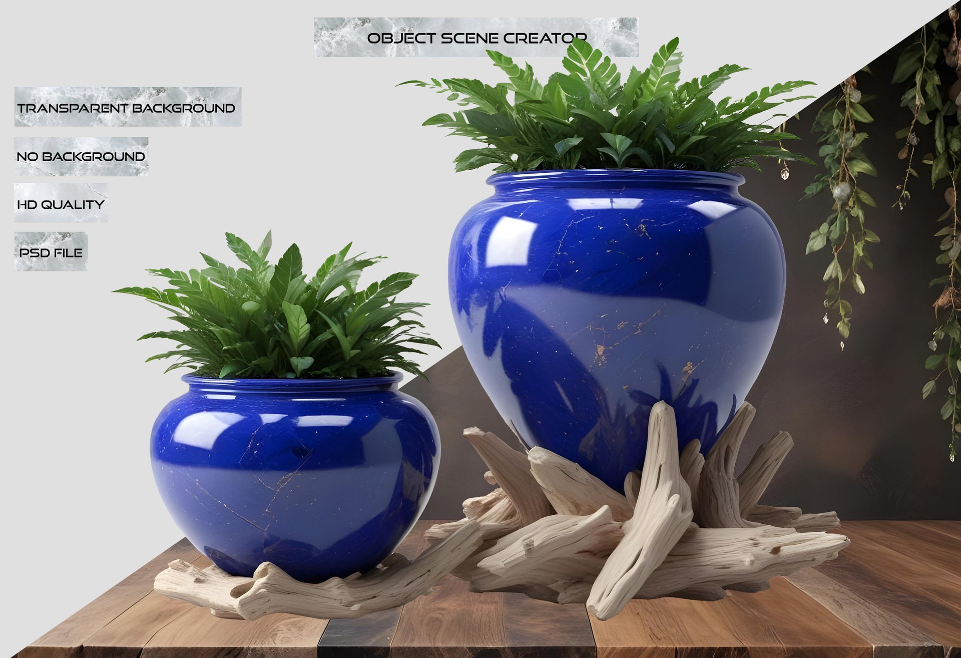 Wood & Lapis Elegance – Vase PNG product image (2)