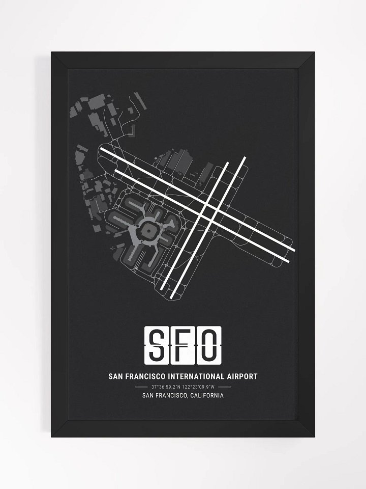 Framed Airport SFO Premium Map On Matt Paper product image (1)