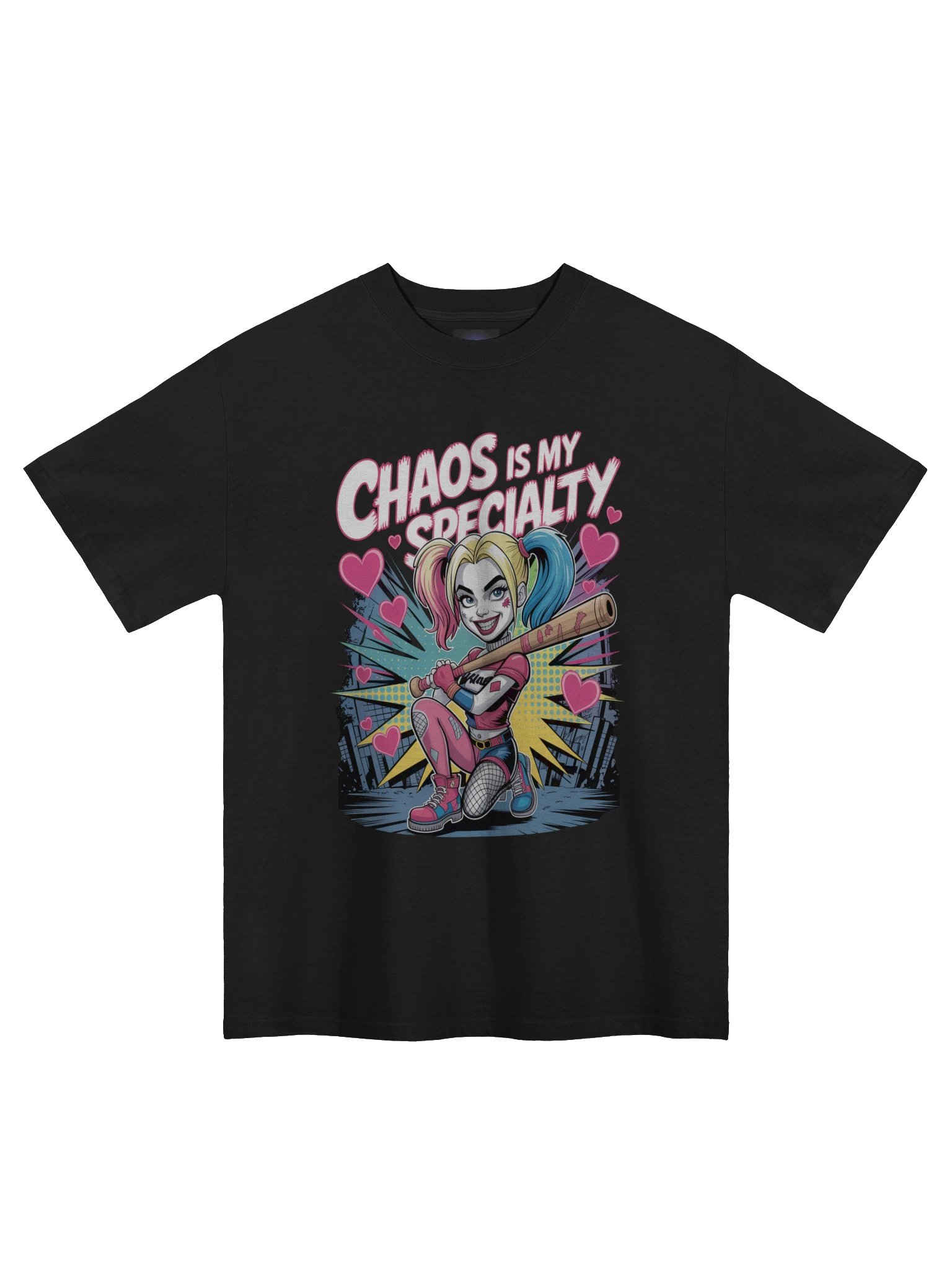 Anarchic Affection: Harley Quinn Chaos is My Speciality Oversized Faded T-Shirt product image (3)