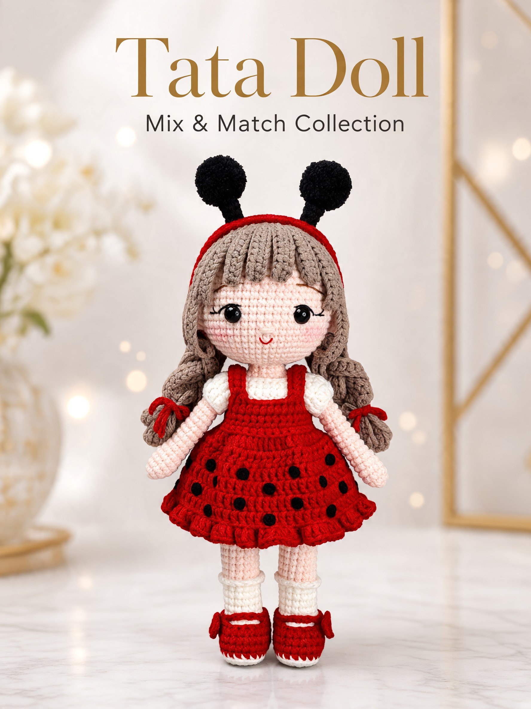 PDF | Crochet 9-inch Tata Doll in Ladybug Outfit | Amigurumi Doll Pattern product image (1)
