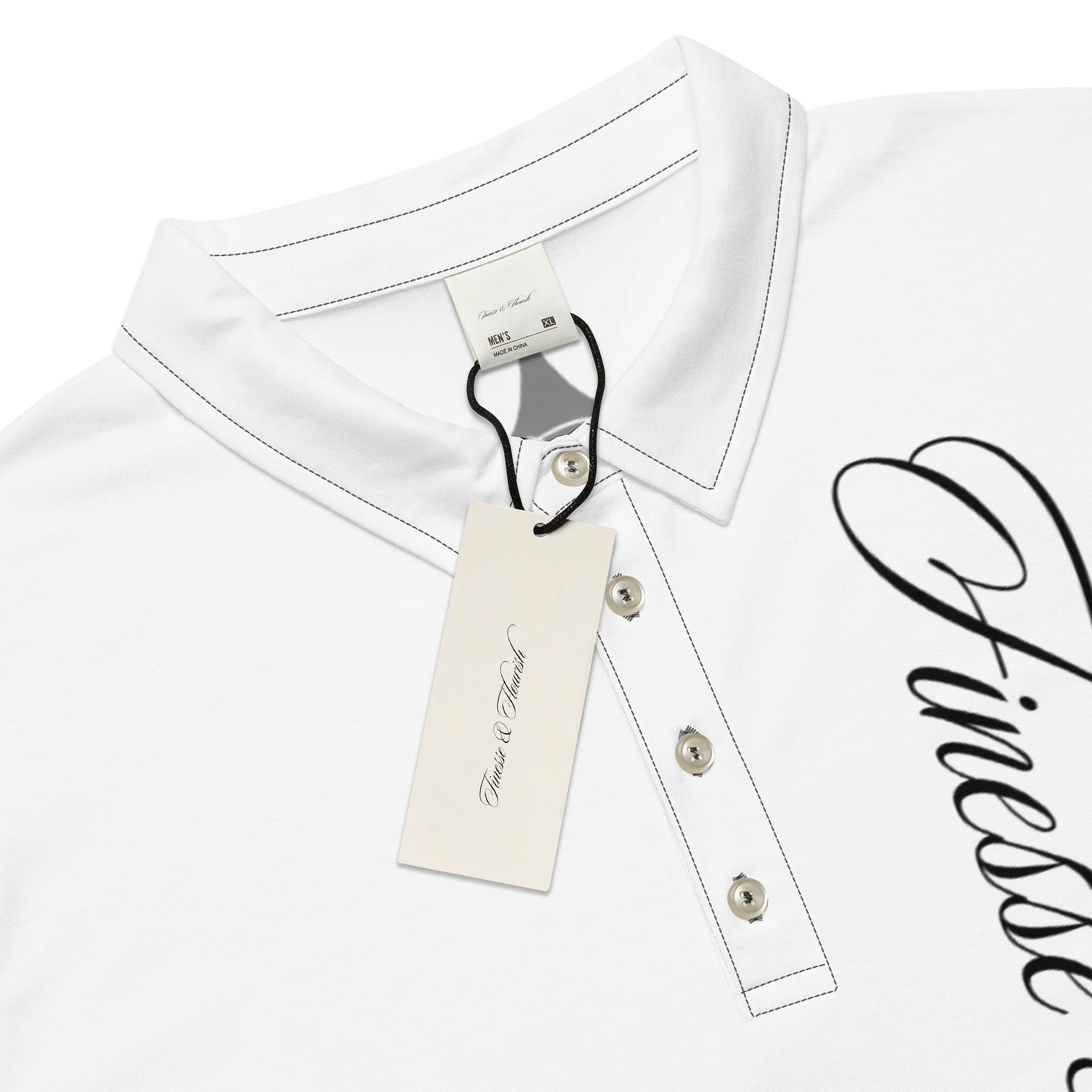 F&F Left Script Slim Fit Polo Shirt (WHT) product image (4)
