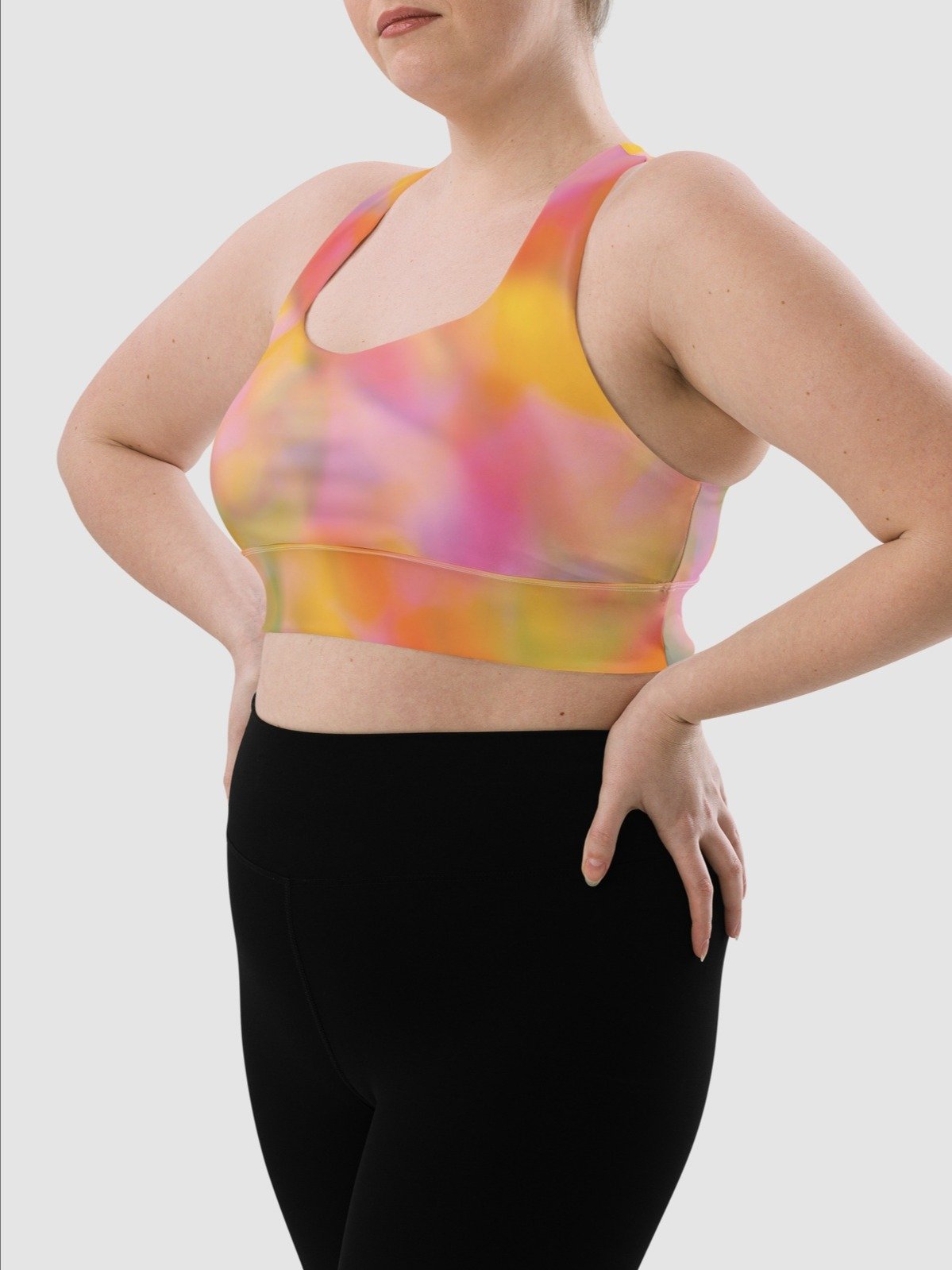 Hight-Impact Bra "Sweet Pastel Tie Dye in Orange Light Pink" product image (9)