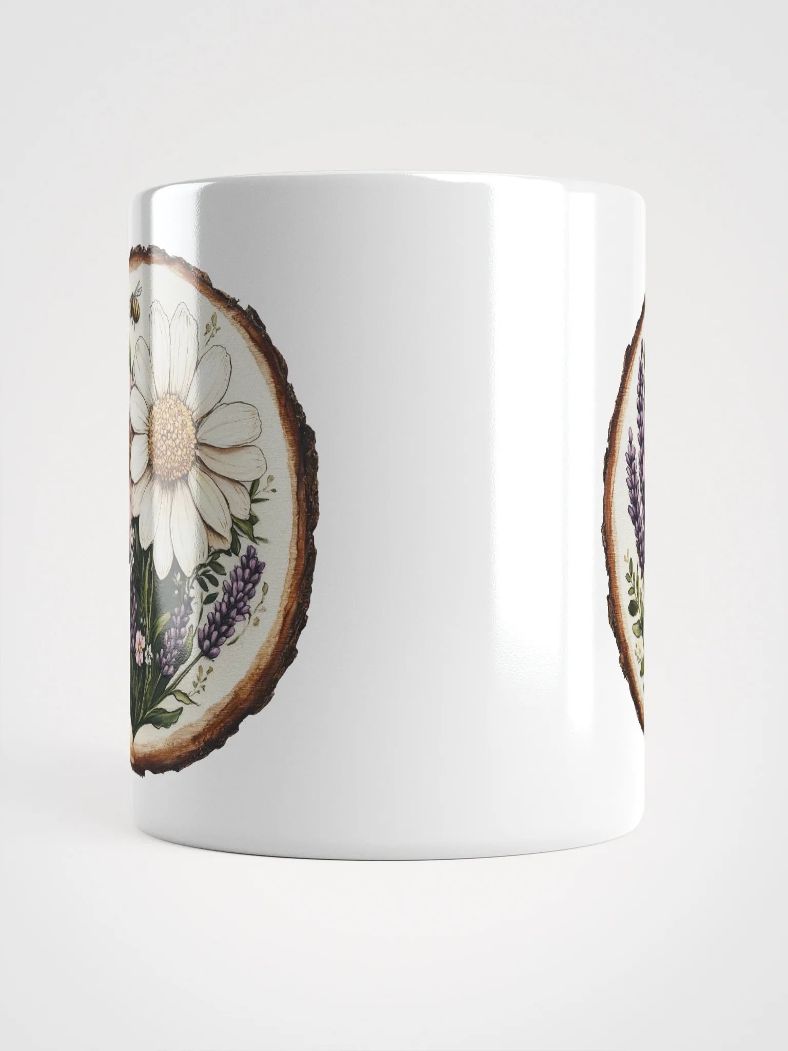 Lavender Wildflower Round Wood Art Ceramic Mug product image (5)