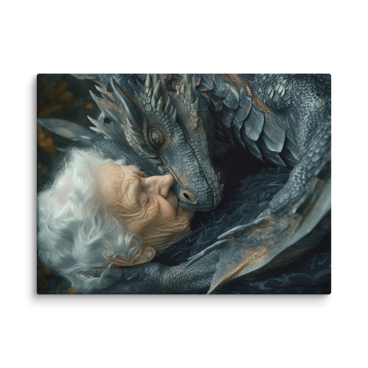 Elder lady with her dragon - Canvas product image (1)