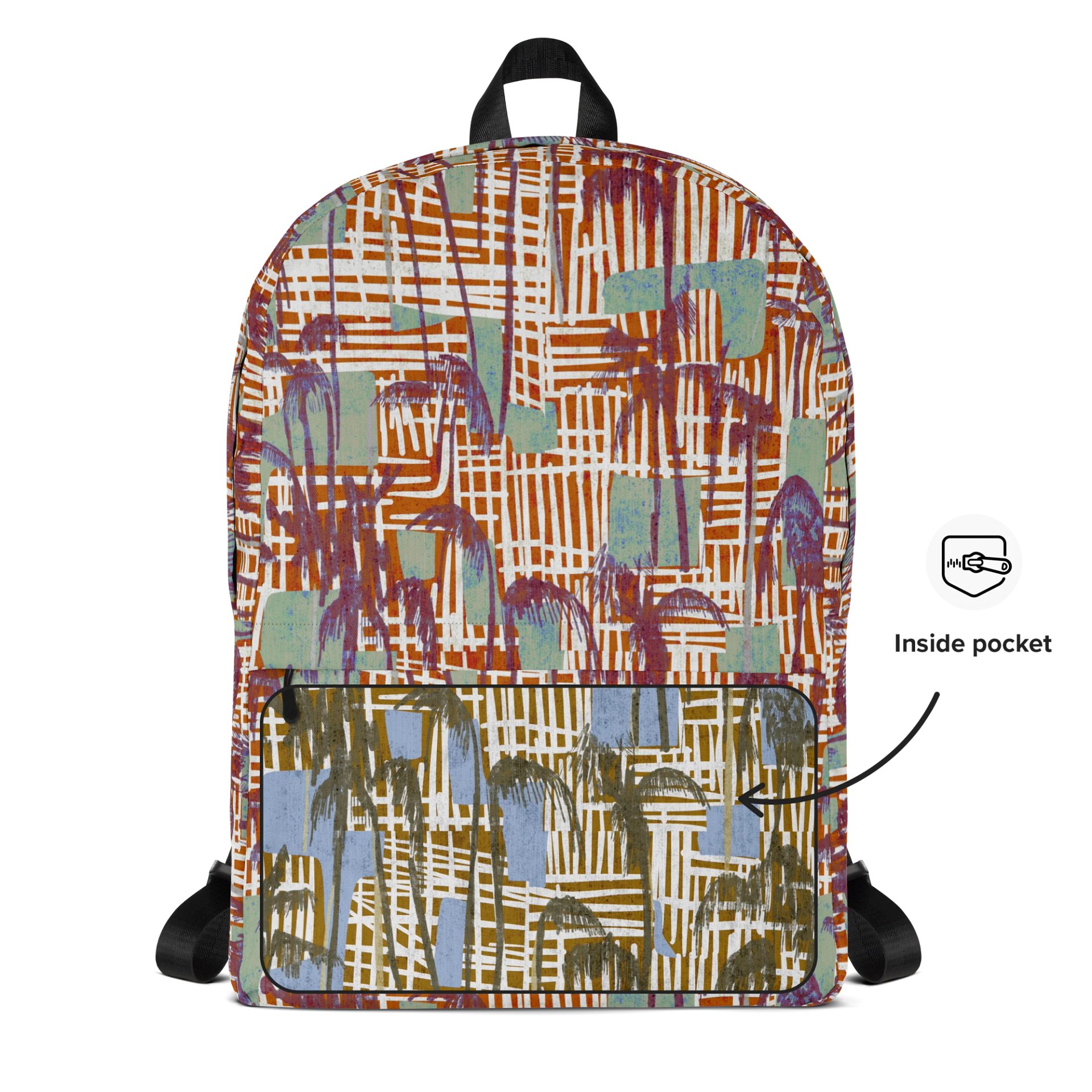 Tropical Palm Grid Laptop Backpack w/ Front Pocket product image (5)