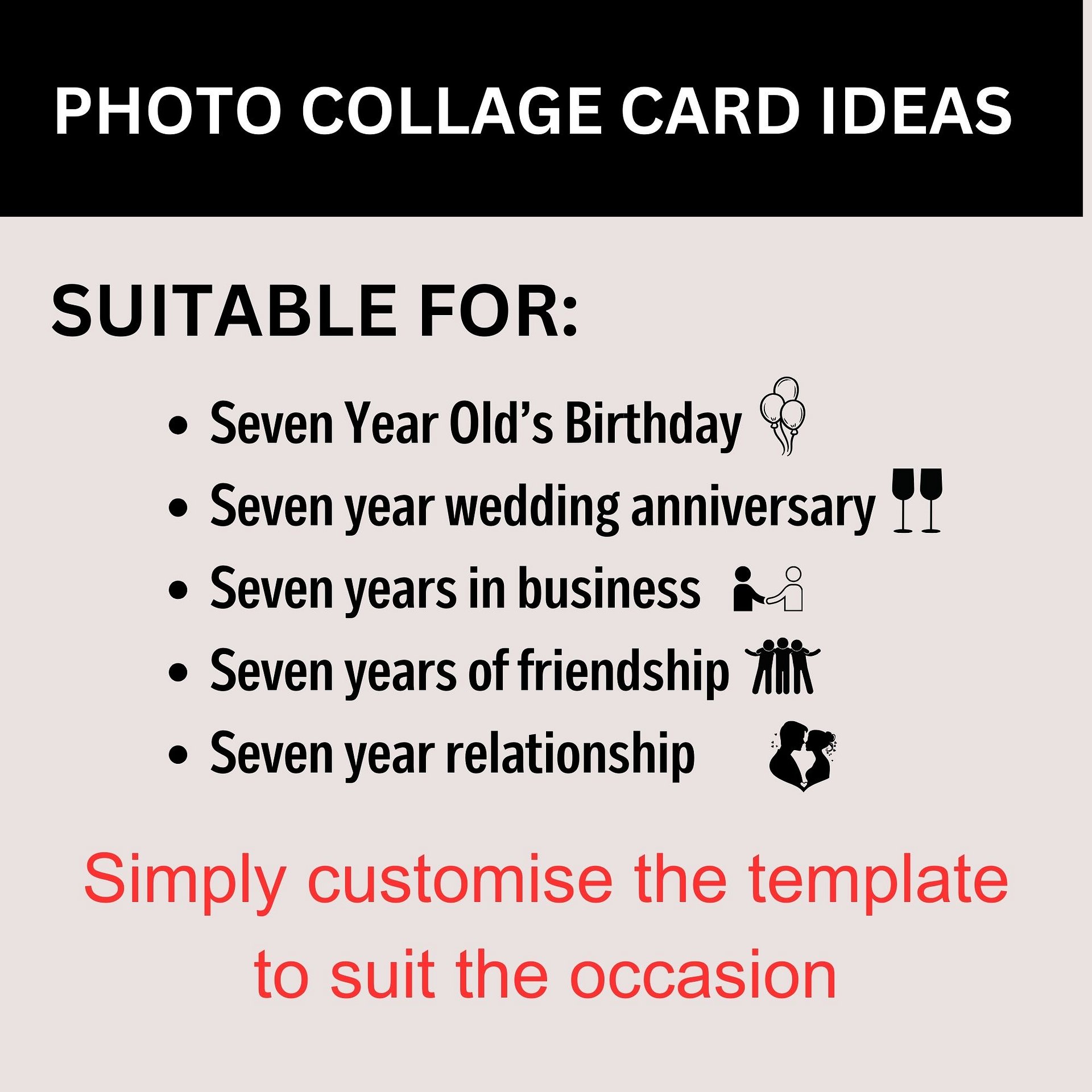 Seven Year Celebration Card Photo Collage Canva Template product image (2)