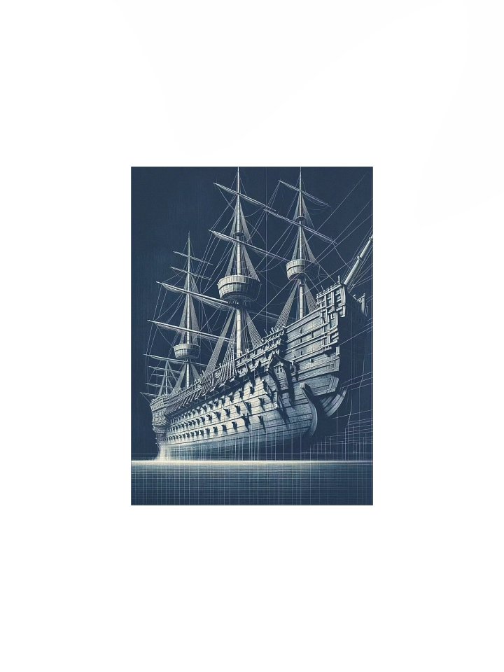 Spanish Empire Galleon Blueprint | 17th Century Nautical Ship – Dark Academia Wall Art (Museum Quality Print) product image (1)