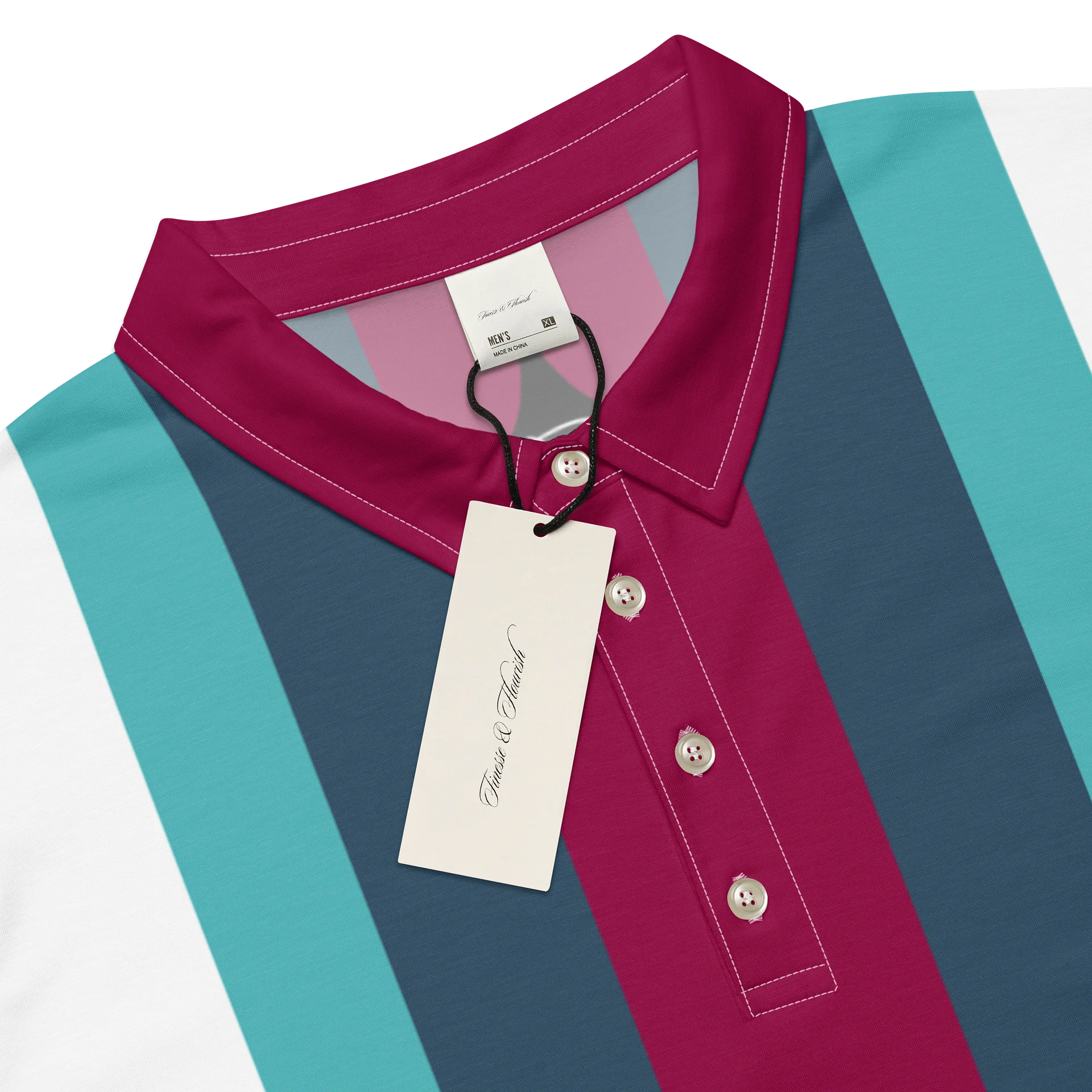 F&F Stripe Slim Fit Polo Shirt (RED) product image (4)