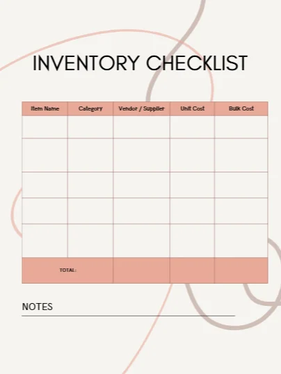 Inventory Checklist – Vendor, Cost & Supply Tracker product image (1)