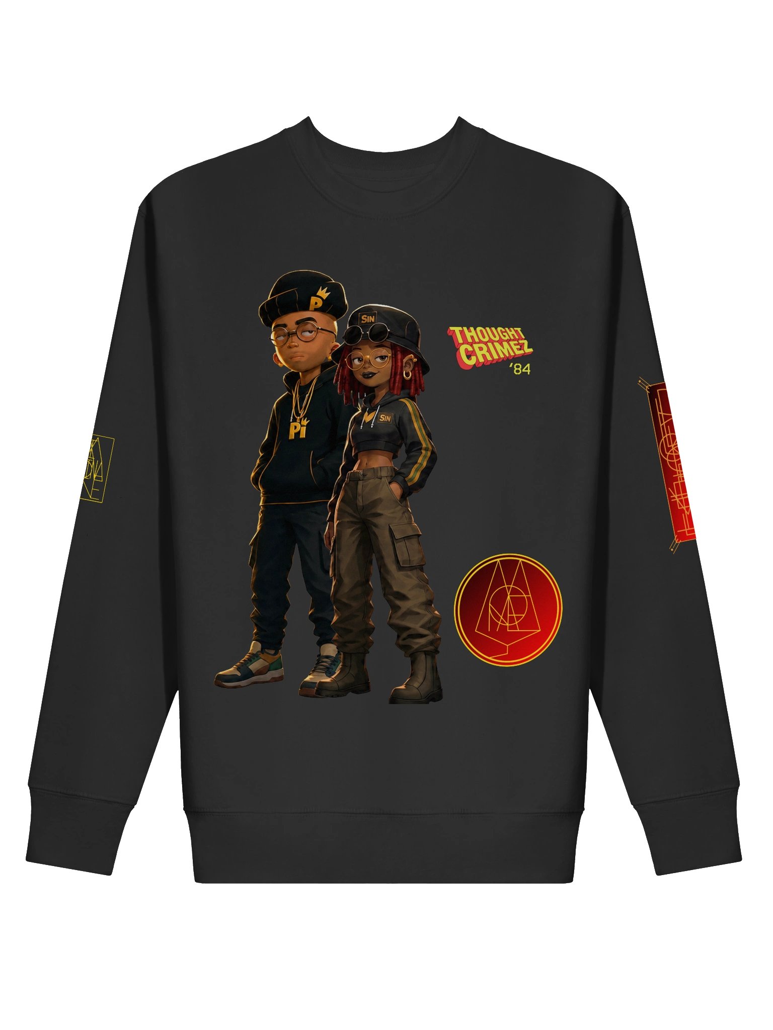 Thought Crimez GALACTIC DYNAMIC DUO ’84 Cartoon Sweatshirt product image (11)