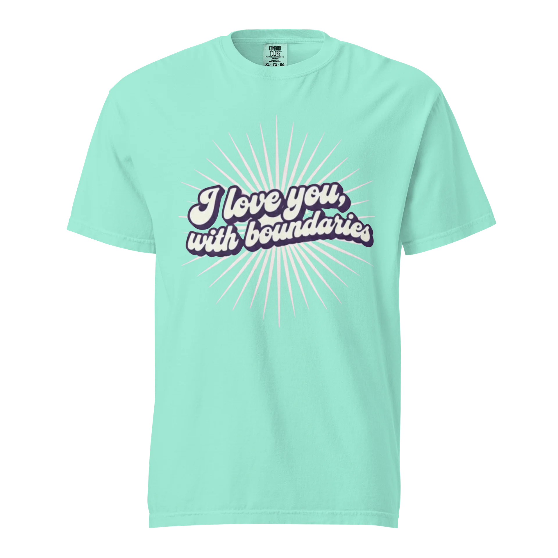 “I love you, with boundaries” mint T-shirt product image (1)