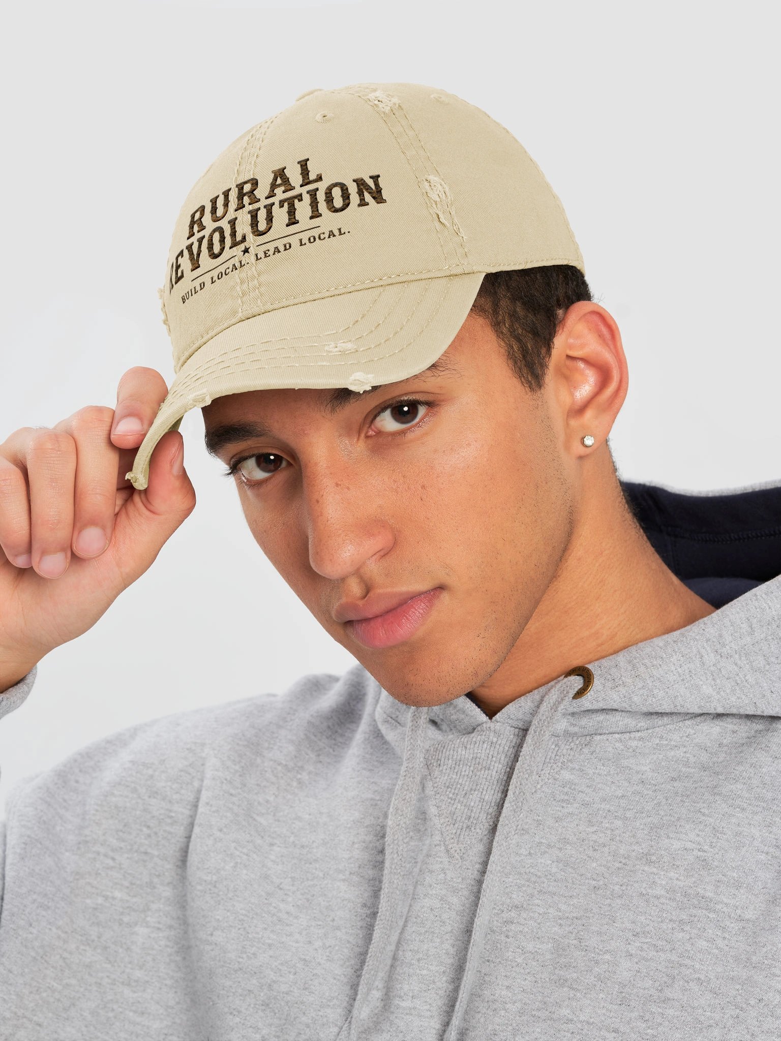 Rural Revolution “Build Local. Lead Local.” Distressed Dad Hat product image (6)