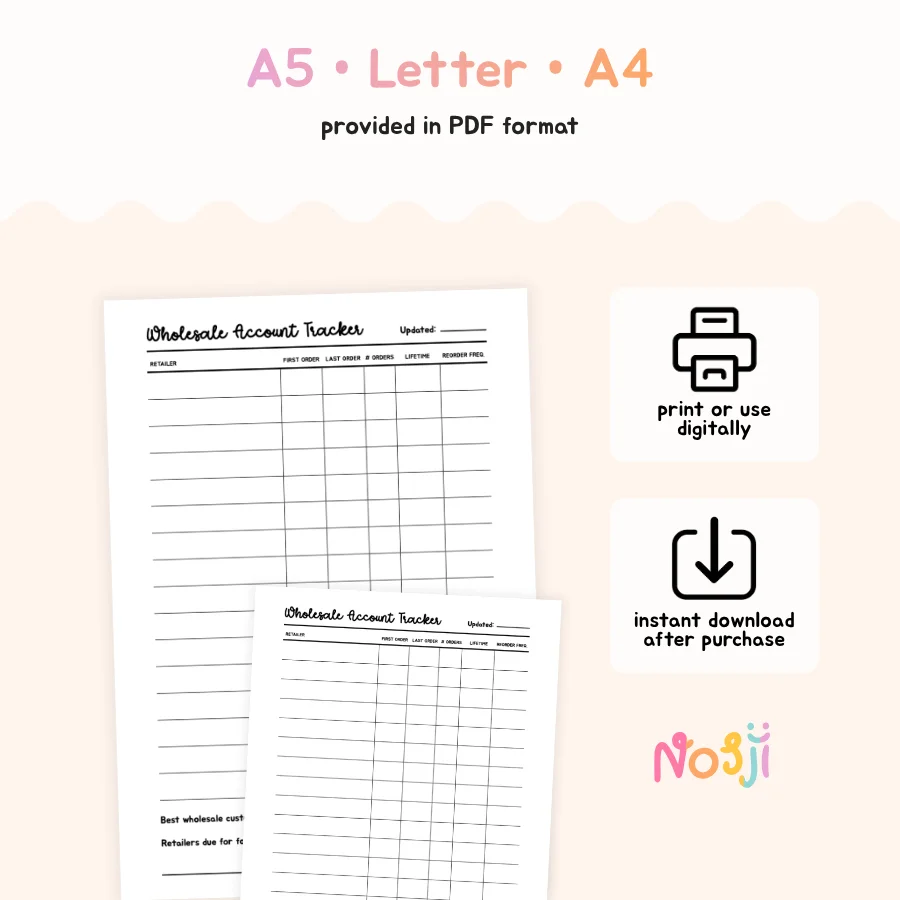 Wholesale Account Tracker Printable Wholesale Customer Tracker product image (2)
