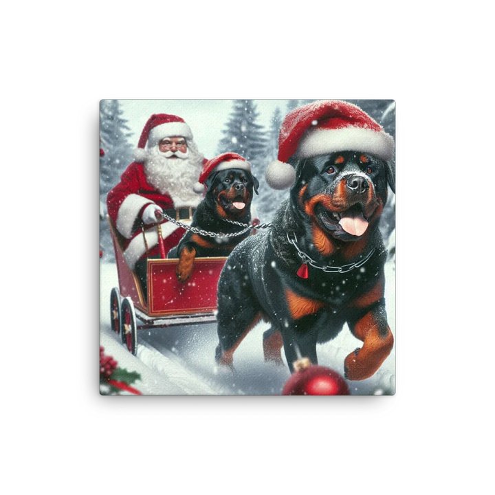 Festive Rottweiler Sleigh Ride Thin Canvas product image (2)