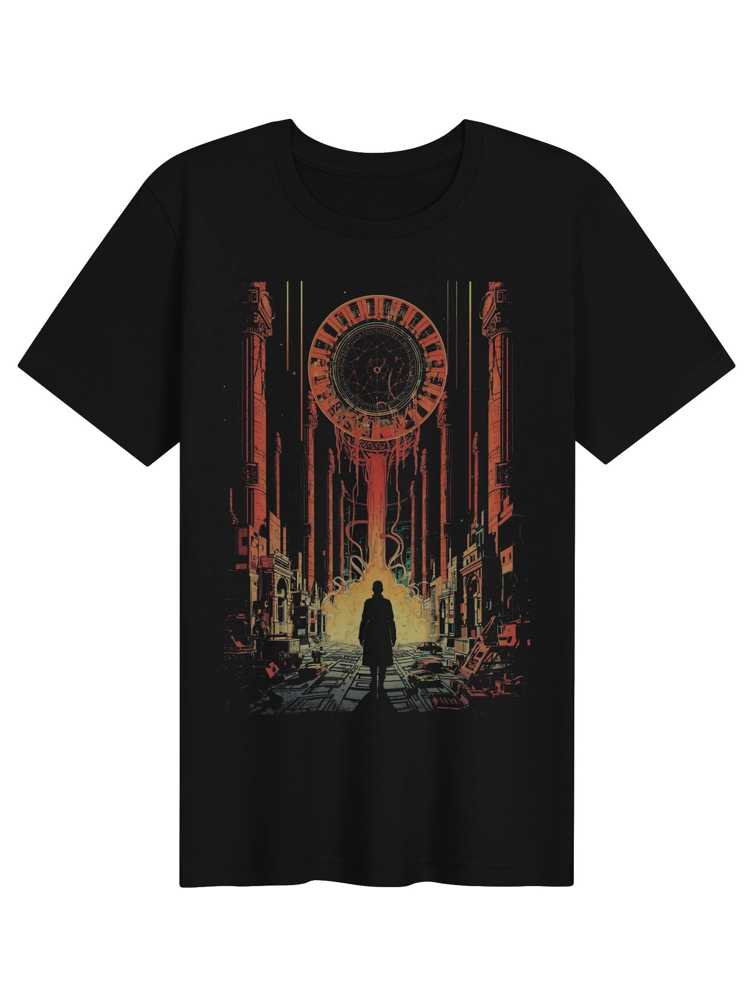 Neon Portal City Sci-Fi Lightweight T-Shirt product image (1)