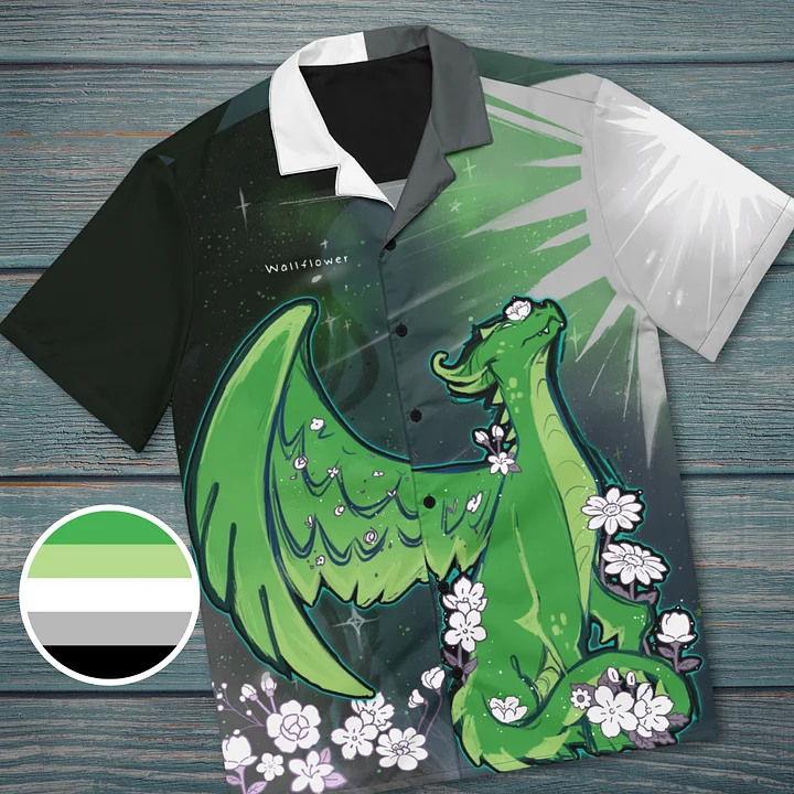 Aromantic Subtle Pride Dragon Button Up Shirt product image (1)