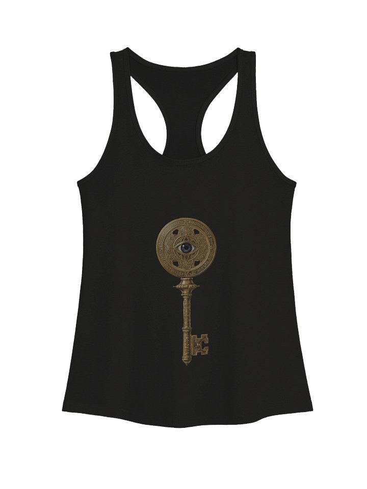 The Gatekeeper’s Key – Black Core Edition (Front Print Only) | Women’s Racerback Tank product image (1)