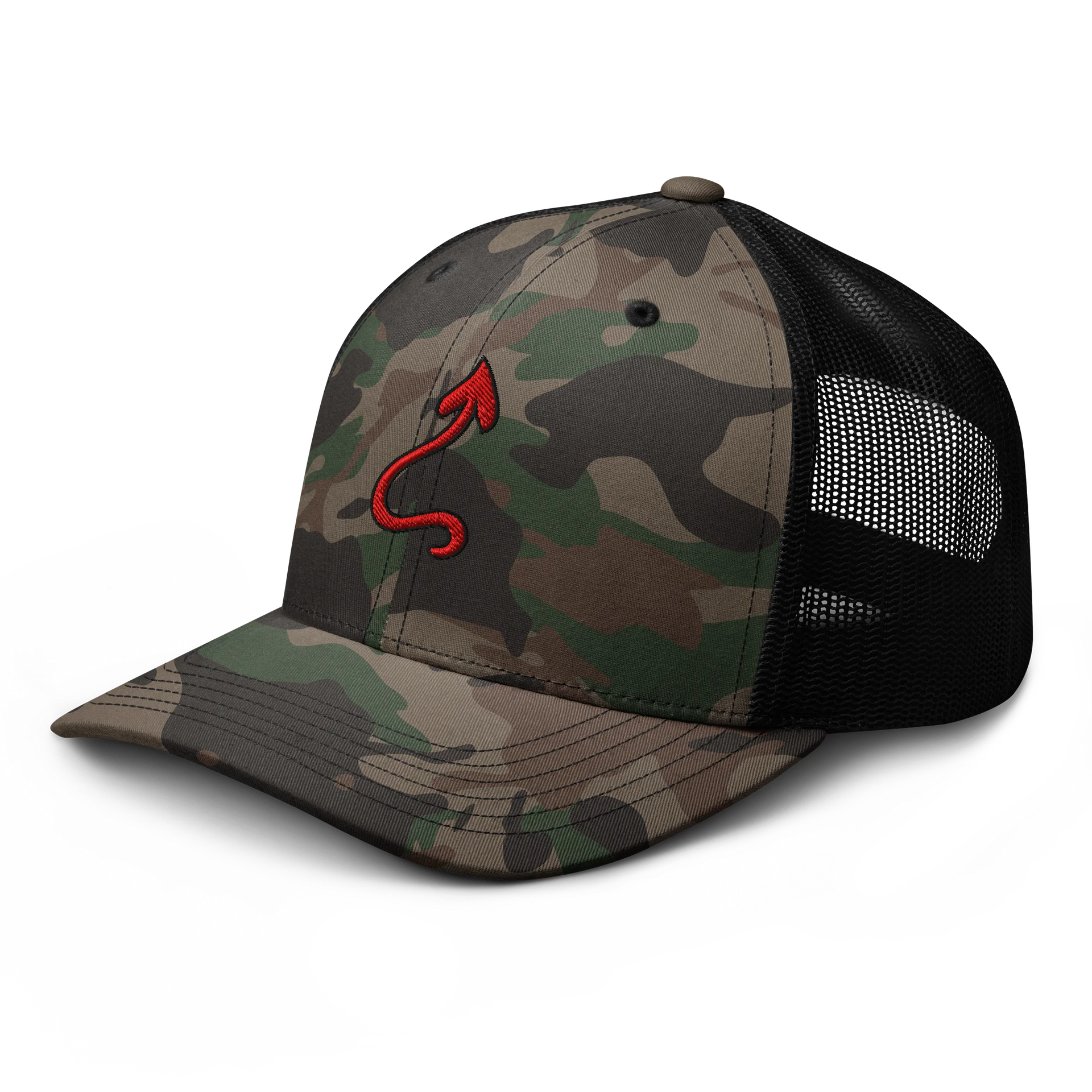 Booty Demon Devil Tail Men's Camo Embroidered Trucker Hat product image (4)