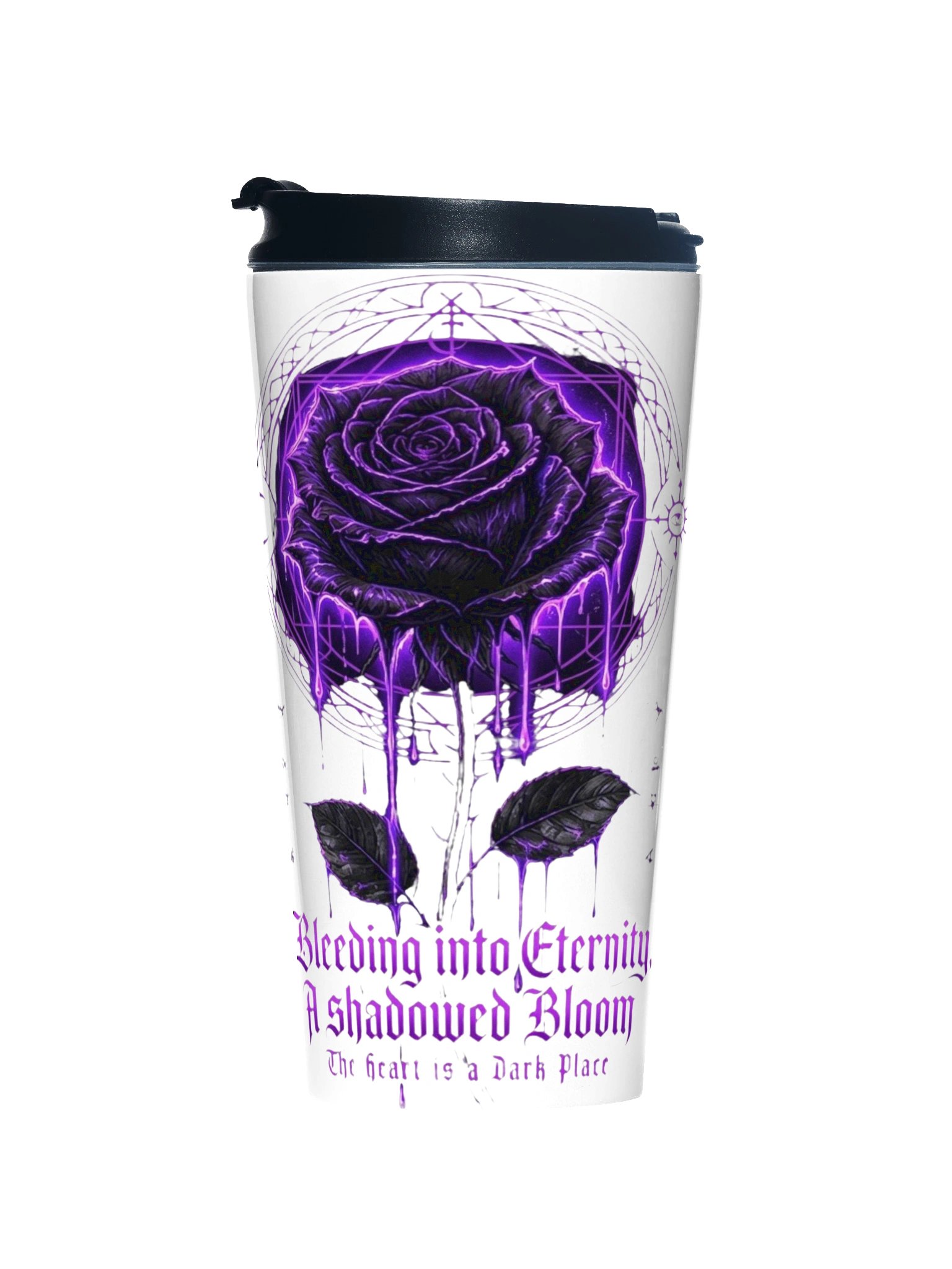 Shadowed Bloom — Neon‑Purple Gothic Rose Travel Mug product image (1)