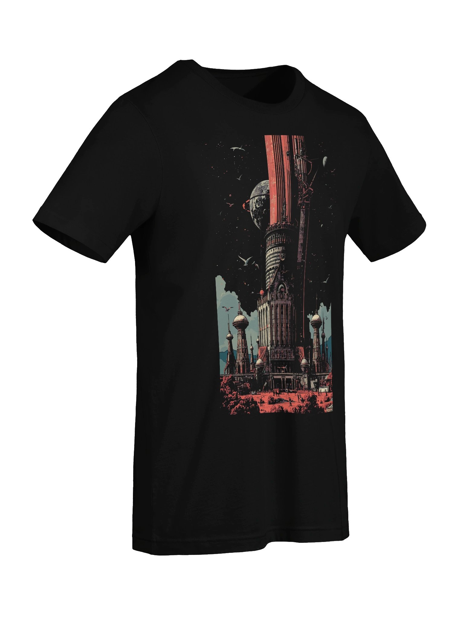 Retro Sci-Fi Tower Spaceport Lightweight T-Shirt product image (2)