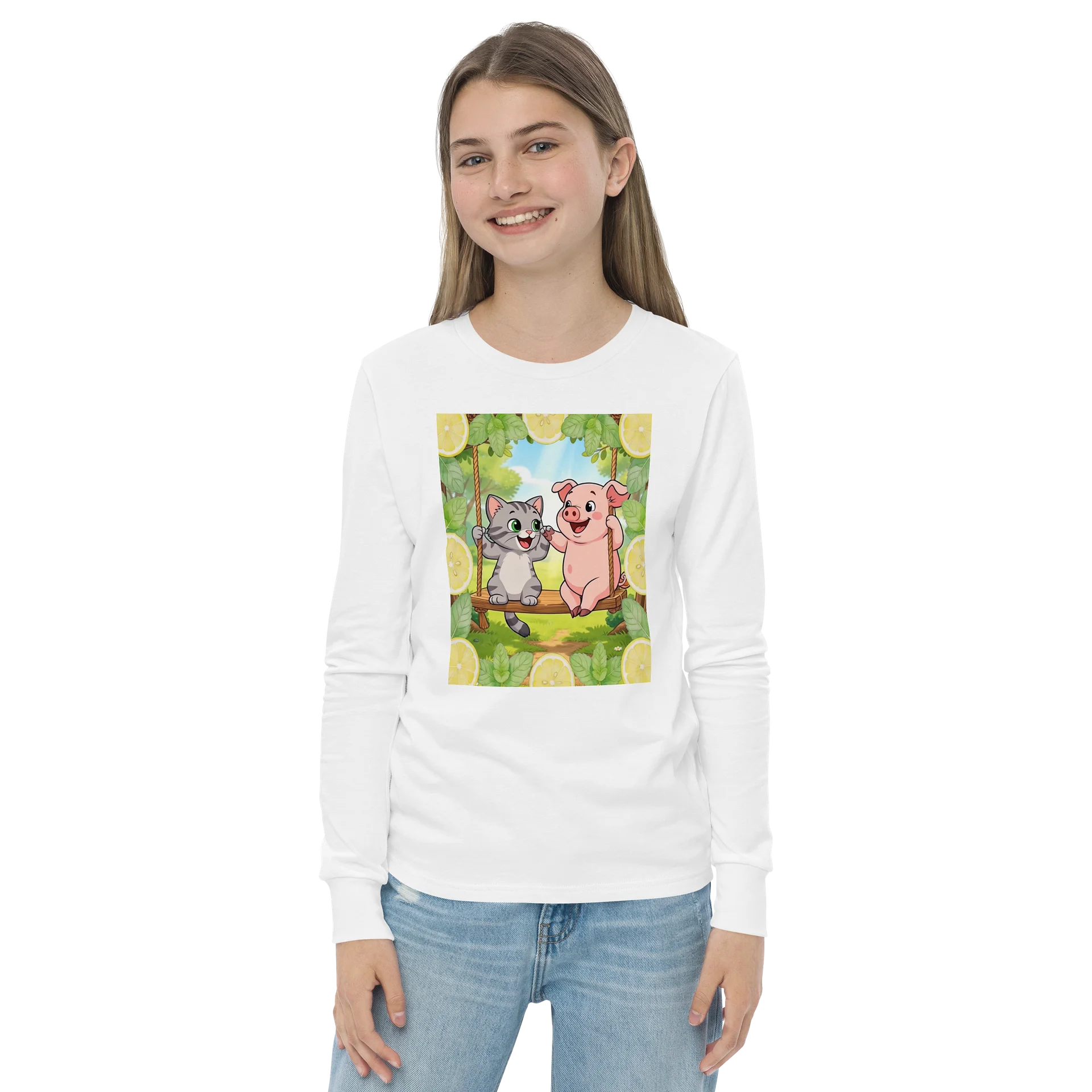 Cute Cat & Pig Swing Youth Tee product image (2)